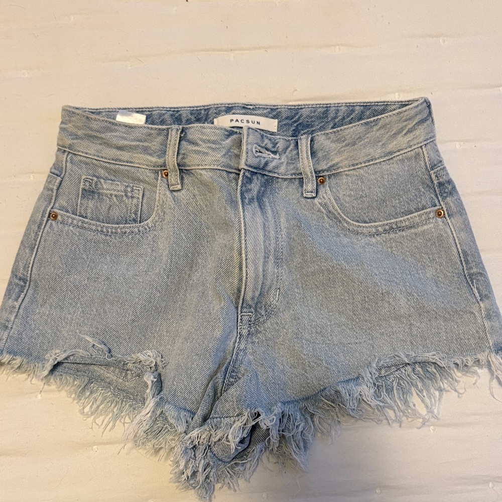 PacSun Frayed Hem Light Blue Jean Shorts